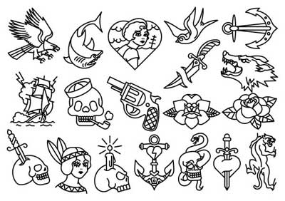 Old School tattoos as icons - Buy temporary tattoos with good quality and fast delivery - likeink.se