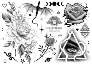 Fake tattoos with various motifs from the tattoo studio Studio Bläck.