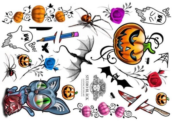 Tatuaje de Halloween de Studio Bläck. Tatuajes geniales para todas las edades que duran una semana.
