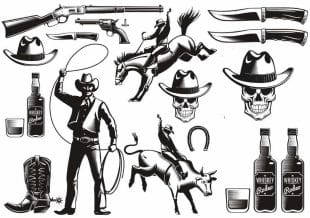 Cowboy Rodeo Tattoos, fake tattoos.