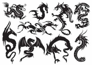 Dragon tattoos. Black dragons as temporary tattoos.