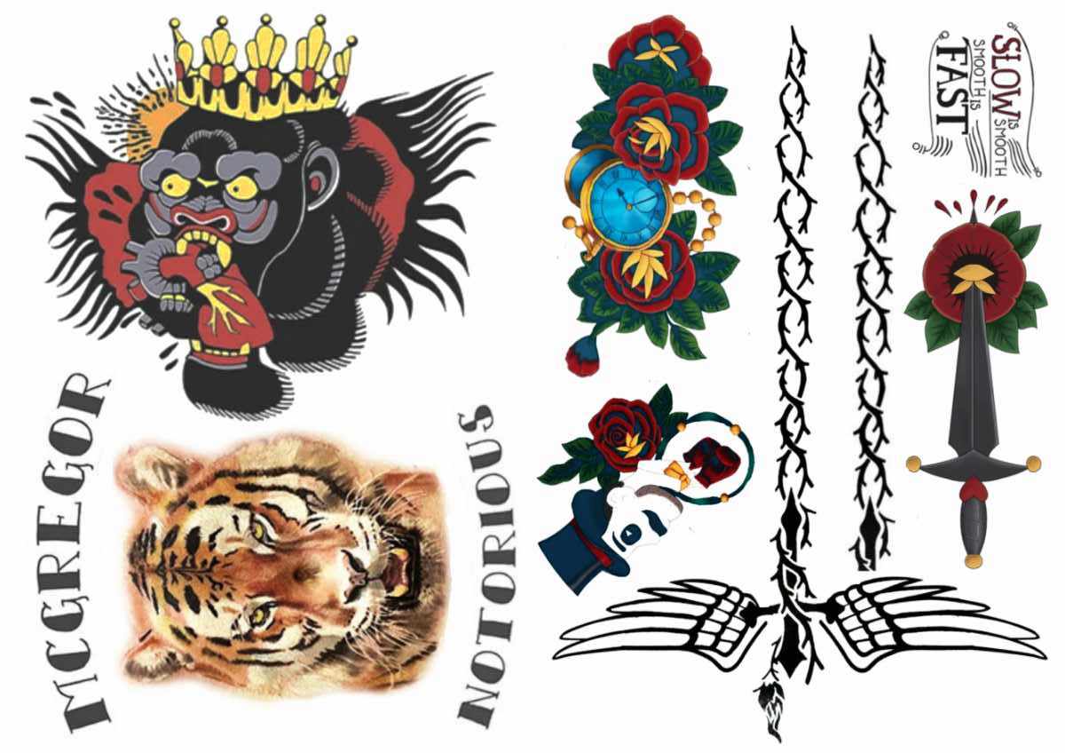 McGregor Temporary Tattoos Like ink. McGregor Fake Tattoos.