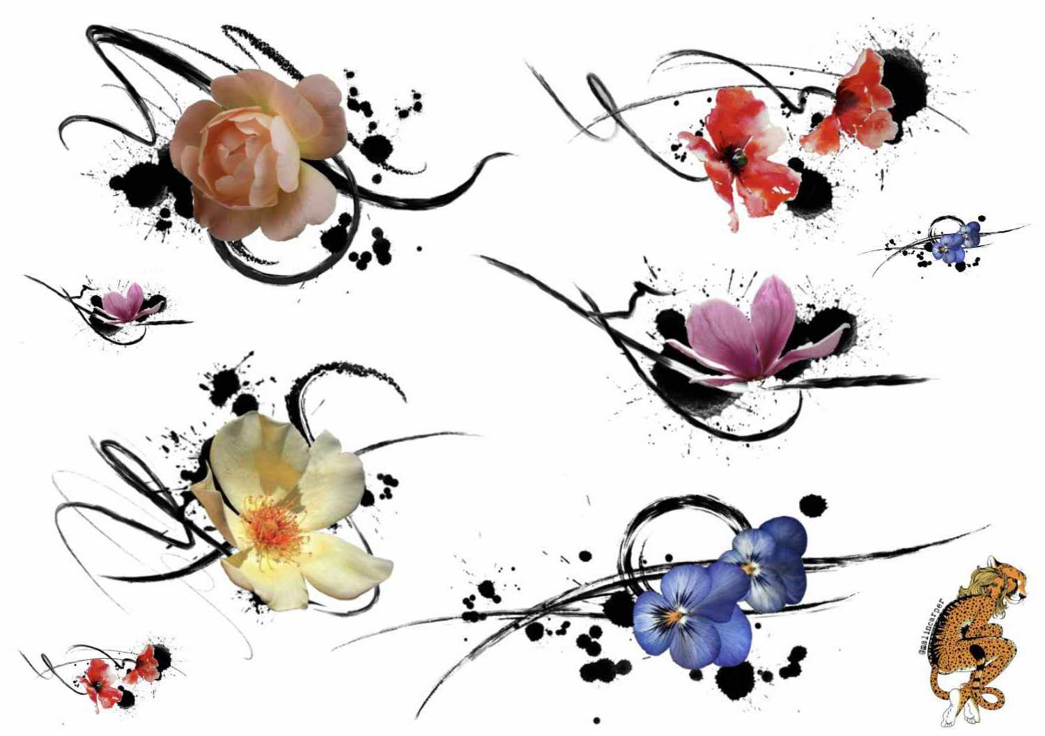 Malin Carper -kukkatatuointi Like ink.