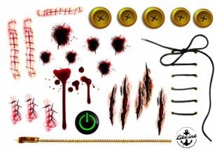 Halloween makeup tips Like ink. Tattoo blood, wounds, buttons, stitches. Tattoos for masquerades.