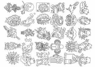 Tattoo artist Dominic at Zoo Tattoo flash sheet - Fake Tattoos - Like ink