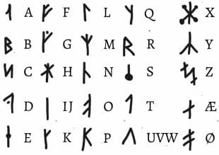 Alphabet Viking like ink temporary tattoos.