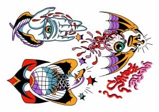 Hand with an eye as a design on a temporary tattoo drawn by the tattoo artist Matte Bokis in Sweden.