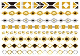 Gold tattoos, silver tattoos, temporary tattoos in the form of bracelets in various patterns.