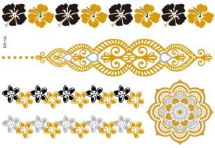 Fake tattoos in gold and black from Like ink.