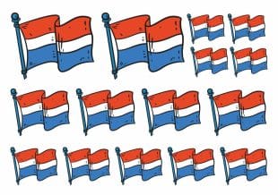 Temporary tattoos with the Dutch flag in various sizes, arranged on an A5 sheet. Perfect for parties, sports events, or national holidays.