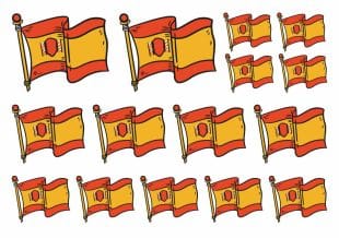 Temporary tattoos with the Spanish flag in various sizes, arranged on an A5 sheet. Perfect for parties, sports events, or national holidays.