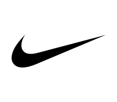 En svart Nike swoosh-logotyp på en vit bakgrund, perfekt för fans och trendsättare inom branschen för tillfälliga tatueringar.